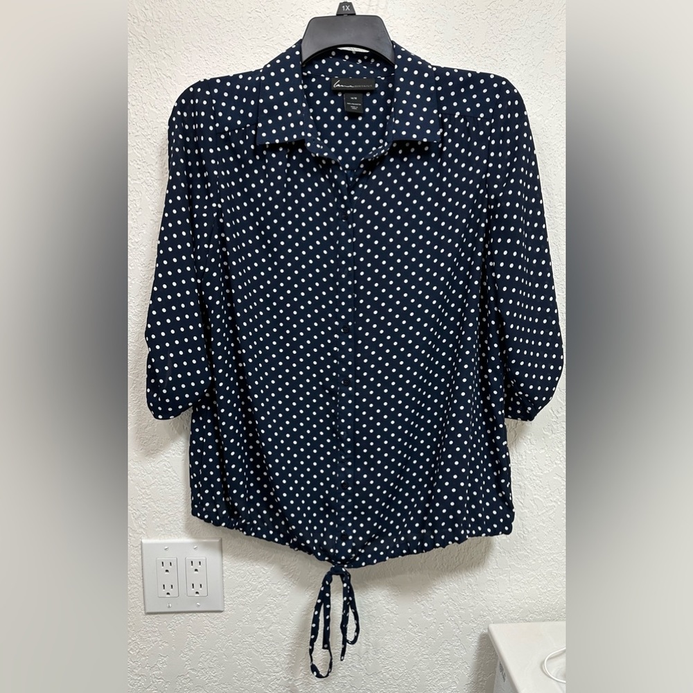 Polka Dot Women's Top - Navy